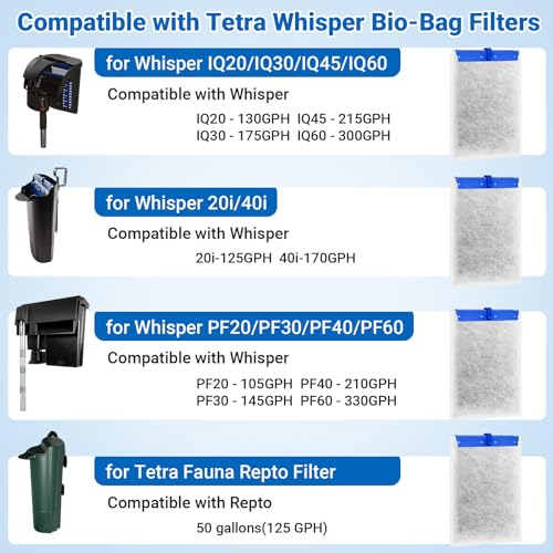 Image of 16 Large Filter Cartridges Compatible with Tetra Whisper Bio-Bag Filter Cartridges Large, for Whisper 20i 40i, IQ20 /30 /45 /60,PF20 /30 /40 /60 and Repto Filter, for Large Aquarium Filter Cartridge