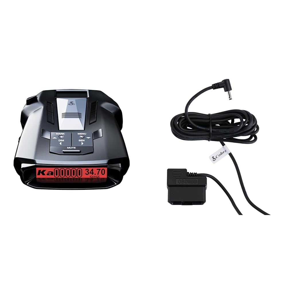 Cobra RAD 700i Laser Radar Detector + OBDII Power Cord Bundle - Premium Detection Range, Advanced Filtering Software, Apple CarPlay and Android Auto Compatible, Front and Rear Detection