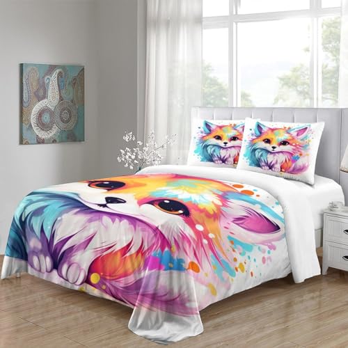 Housse de couette renard 3D parure de lit microfibre 140x200cm - 5