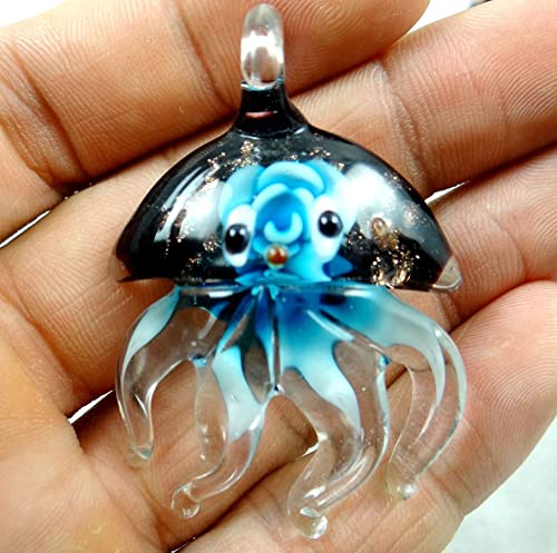 Multi-Color Liuli Coloured Glaze Glass Jellyfish Pendant Necklace