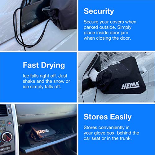 HELM - 2 Vehicle-Pack Windshield Wiper Covers and Side Mirror Covers for Trucks Cars SUVs Vans. Protect from Ice Snow Frost Dew Rain Bird Poop. Side Covers - 16 in x 12 in. Wiper Covers - 28 in Long - Thumbnail 7