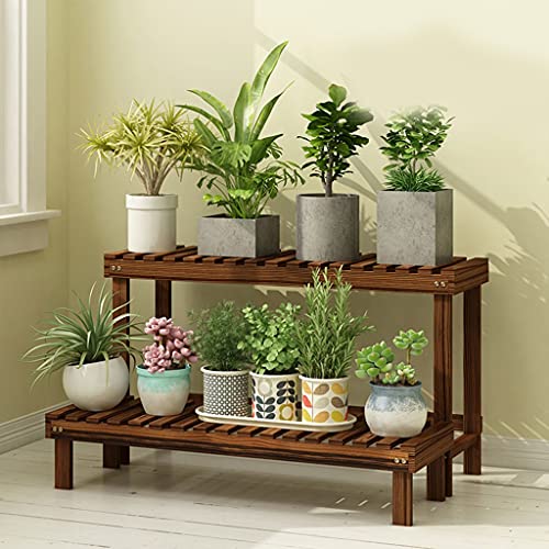 Soporte para macetas de madera exterior jardín balcón estantería plantas marrón 4