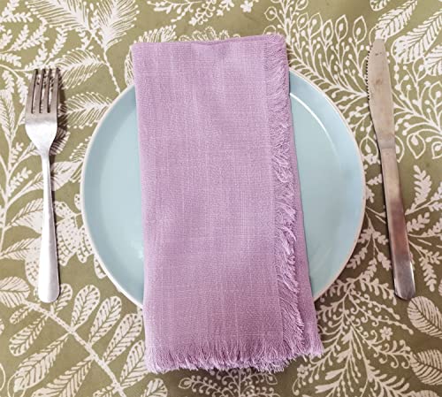 Flcsied Handmade Cloth Napkins 100% Cotton Napkins With Fringe, Set Of 4, 17.7 X 17.7 Inch Cotton Napkins Reusable Napkins Cloth Washable Table Napkins For Wedding Party (Lavender) #TOP2