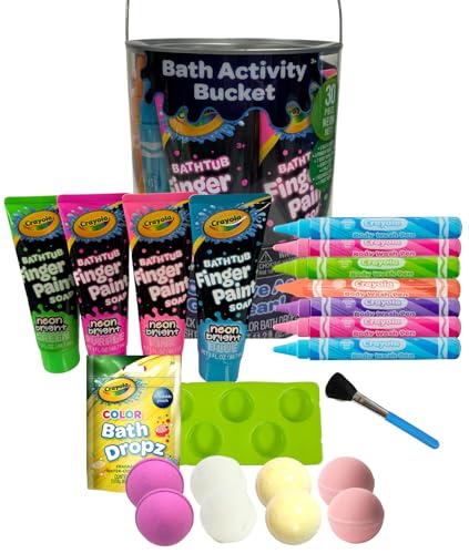 Crayola Bath Activity Bucket, 30 Piece Neon Set