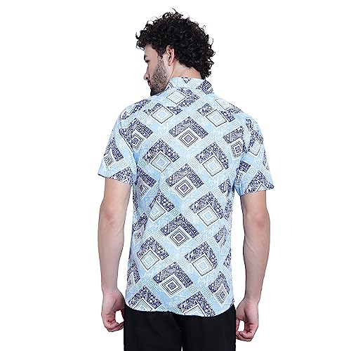 Image of WEFTIN [LIVE IN LIFESTYLE] Men's Wear Shirt for Outdoor & Indoor Casual Wear 100% Cotton Fabric All Pattern Printed Shirt in Half Sleeve (R16002 Half)