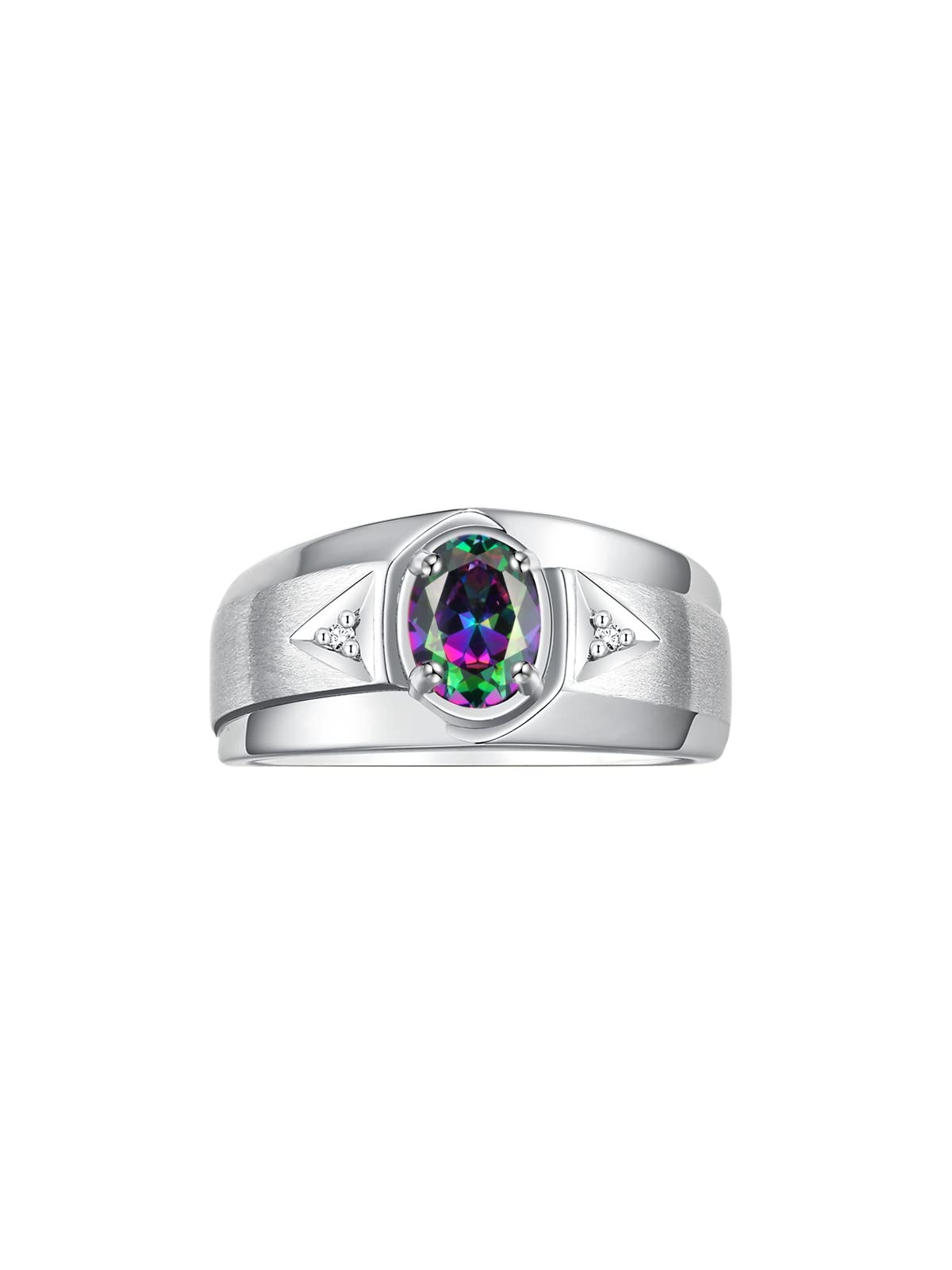 Rylos men's classic oval cut alexandrite ring sterling silver