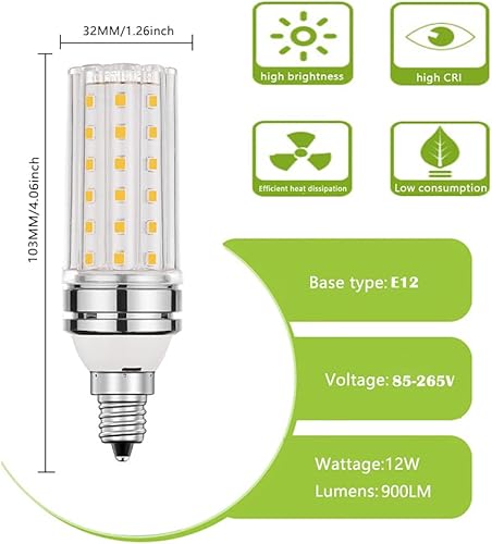 Miniatura 9 de Bombilla LED E26, bombillas LED blancas de 12 W de 6000 K, equivalente a bombillas de 80 a 100 W, base de tornillo E26, luces LED de 1200 lúmenes