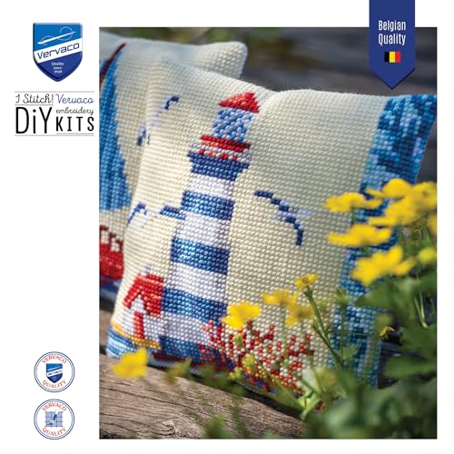 Image of Vervaco Lighthouse with Seagulls Needlepoint Kit