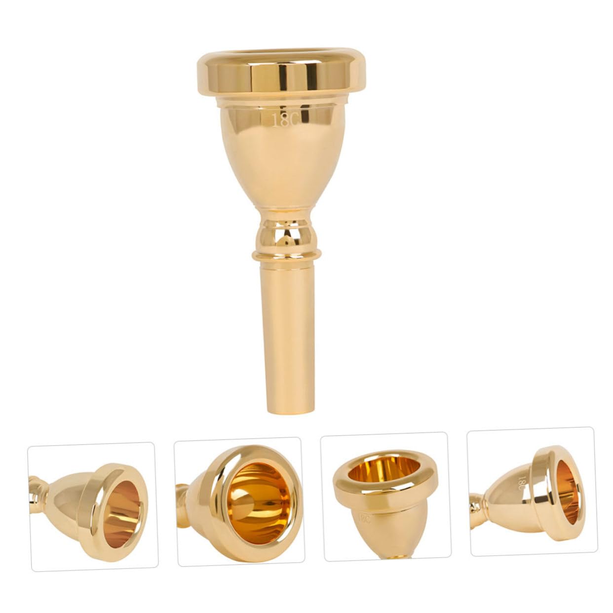 Bocchino Tromba Tuba 18c Oro in Ottone per Musicisti | Finitura Laccata Dorata, Superficie Liscia senza Bave, Adatto a Professionisti e Studenti