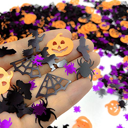 Halloween Confetti | Glitter Confetti Sprinkles For Party Table Scatters Decoration | Pumpkin Bat Witch Spider Confetti For Party Supplies | Metallic Foil | 45G 1.6Oz 1100Pcs #TOP6