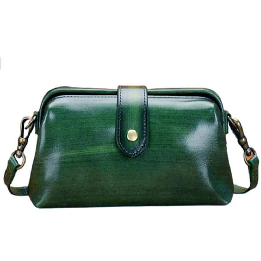 Retro Handgemachte Arzttasche Umhängetasche Damen Vintage Stil Leder Umhängetasche Umhängetasche (Grün)