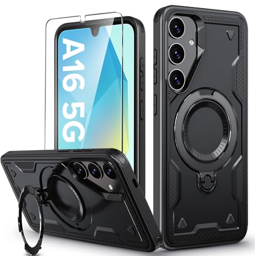 Image of for Samsung Galaxy A16 Case Magnetic with Stand, with Mag-Safe, with Screen Protector, Wireless Charging, Shockproof for Samsung A16 5G Phone Case, Ring Holder Phone Cover, for Samsung A16