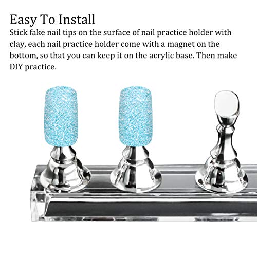 image for JUSTOTRY 4 Sets Pink Nail Stand for Press on Nails Display, Magnetic F