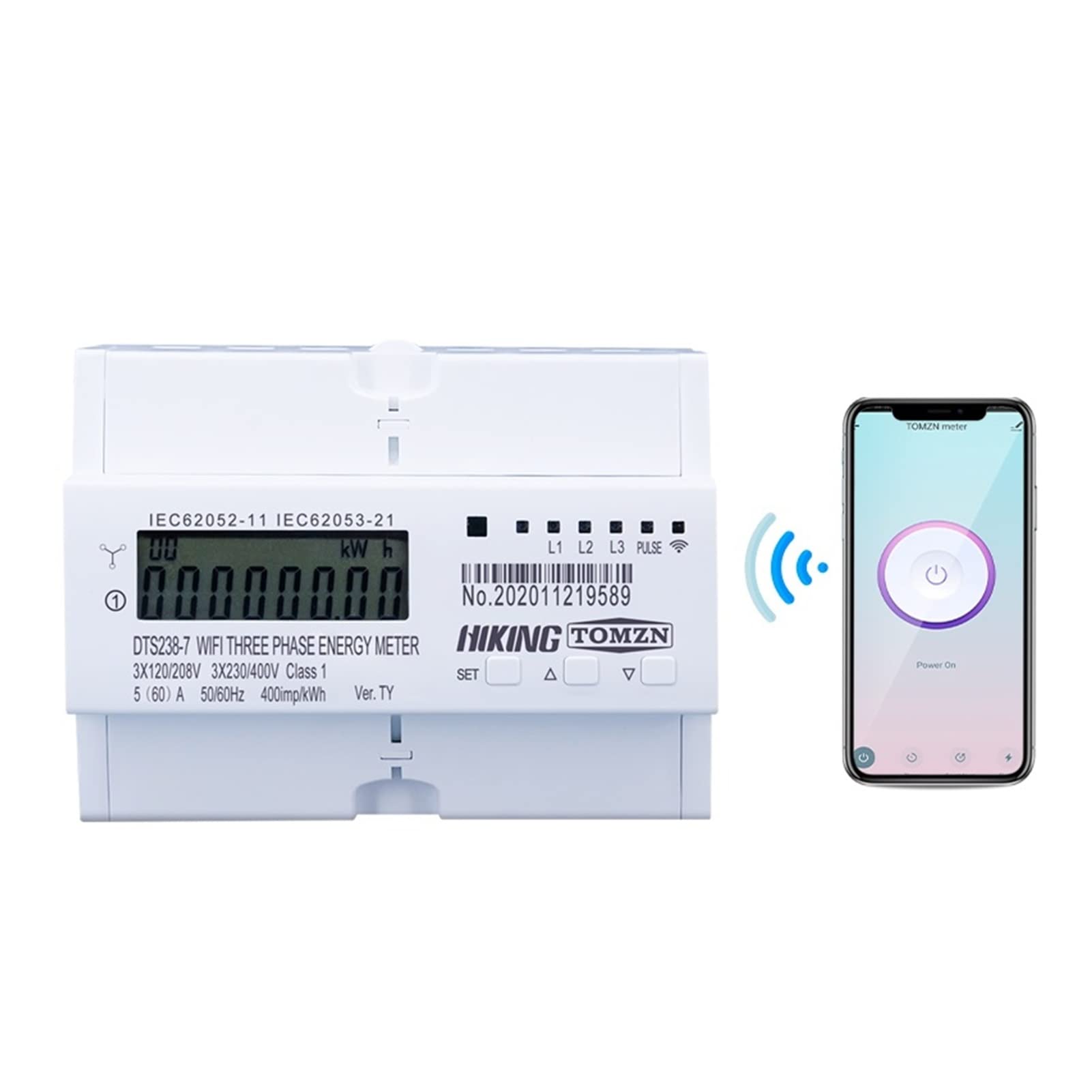 Monitor de energía del medidor inteligente, WIFI Inteligente TUYA 3P 4 Temporizador de medidor de energía de alambre Monitor de consumo de energía KWH METER WATTMETER Fácil instalación Fácilmente legi