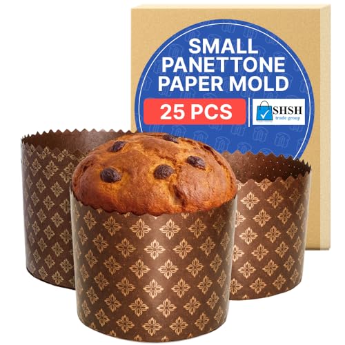 8oz Kulich Easter Bread Paper Mold Paska - 25 pcs Panettone Paper Mold Easter Bread Forms - Panettone Paper Baking Molds Brown Design