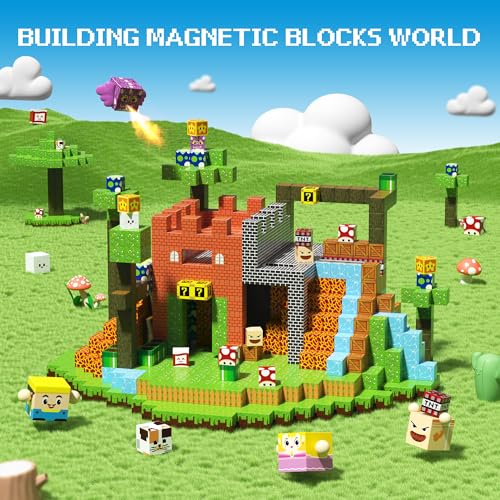 Magnetic Blocks - 150 PCS Magnets Game-Based Building Block for Ages 3,4,5,6,7,8,9,10,11 Kids Birthday Toy Sets Present, Stacking Cubes Construction Gift for Toddlers Boys & Girls, Castles and Dragon
