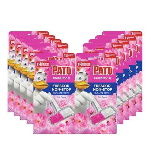 Pato Fresh Boost Colgador WC Floral Pink Peony, Limpia, Refresca y Perfuma el Inodoro, Frescor Intenso, Pack 10 Colgadores