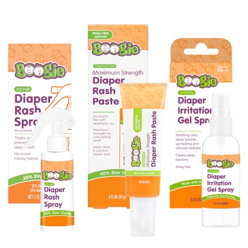 Boogie Diaper Rash Baby Bundle - Rash Spray, Irritation Gel Spray &amp; Paste