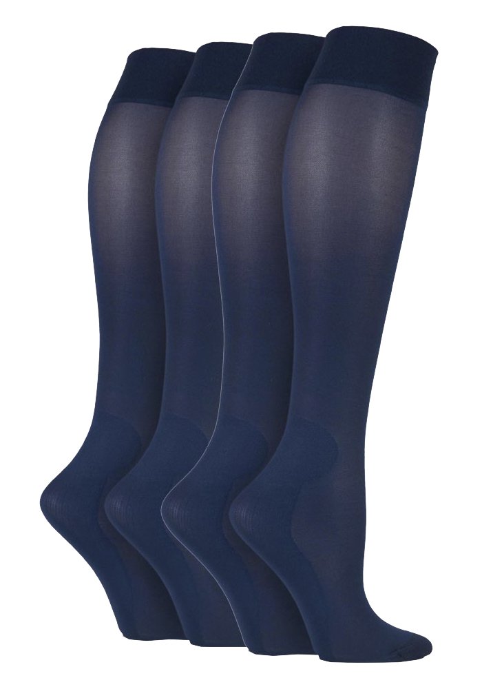 Iomi Men's Navy 4 Pair Multipack Graduated Compression Socks 40 Denier Energising Knee High Flight Socks (6-11, )