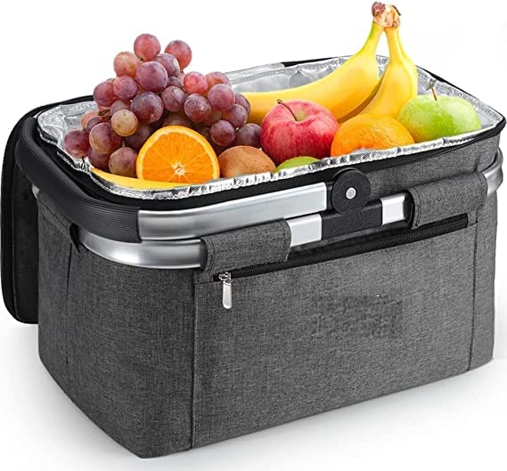 Kresal Large Insulated Picnic Basket Cooler | 25L Capacity Leakproof Folding Collapsible Portable Market Basket, Aluminum Handles for Travel, Shopping & Camping, Keeps Wine, Food & Drinks (B0CTX9DXS9) Amazon Price History, Amazon Price Tracker