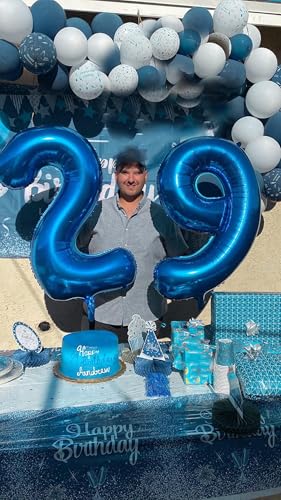 Image of 29 Balloon 40 inch Dark Blue Number Balloons for 29 Birthday Decoration | Saturated Color, Large 40 in, With Inflation Straw & Hanging Hole, Great for Men's Party, Back-To-School Season, Pool Party