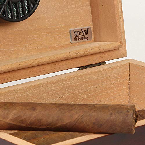 Quality Importers Trading Traveler 10 Mahogany Travel Humidor for 10 Cigars, SureSeal Lid Technology, 1 Round Humidifier, Mahogany Finish