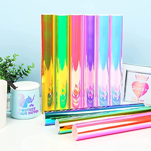 Prime Vinyl Holographic Vinyl Permanent , Holographic Vinyl For Cricut, 12” X 12” 9 Sheets/Pack, Holographic Opal Craft Adhesive Vinyl Sheets For Cutting Machine For Crafts, Decal #TOP1