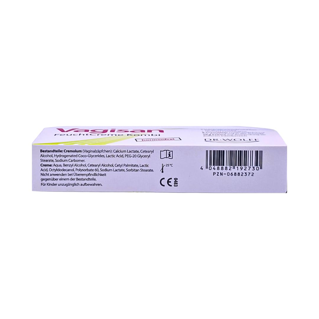 Vagisan FeuchtCreme Kombi 8 Cremolum + 10 g Creme I Hormonfreie Intimpflege bei Scheidentrockenheit, Brennen, Juckreiz I Ohne Applikator & pH-optimiert I Spar-Set plus Pharma Perle give-away (3x)