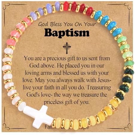 Gifts for Baptism First Communion Easter- Cross Bracelet Christening Decorations Jewelry Gift for Girls Kids Goddaughter Daughter Granddaughter