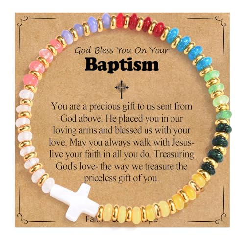Image of Baptism Gifts for Girls- Baptism Cross Bracelet Christening Decorations Jewelry Gifts for Kids Goddaughter Daughter Granddaughter