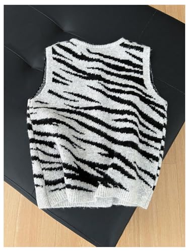 Image of RoseSeek Women's Button Down Sweater Vest Sleeveless Crewneck Knit Outerwear Old Money Knitwear