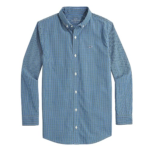 vineyard vines Boys' Small Check Stretch Poplin Shirt