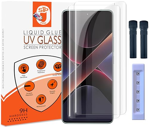 Image of STP FEEL Advanced UV HD+ Tempered Glass Screen Protector Guard Compatible For Poco X7 5G (6.67 Inch, Pack of 2) Full Adhesive UV Curved Case Friendly HD Clarity