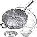 MICHELANGELO Wok nieprzywierający 28 cm, wok z pokrywką nieprzywierający, woks i patelnie do smażenia z nietoksyczną powłoką z kamienia, nieprzywierający wok 28 cm, zestaw wok indukcyjny z sitkiem na pająki i stojakiem na parę, 4 sztuki