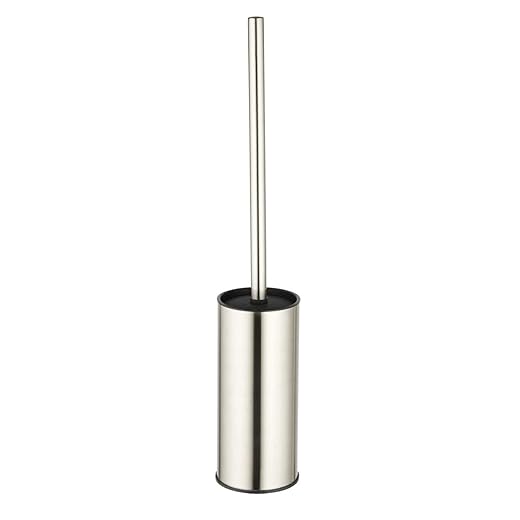 Toilet Brush Holder Brushed Nickel, Stainless Steel 304 Brushed Nickel Round Freestanding Toilet Bowl Brush and Holder for Bathroom
