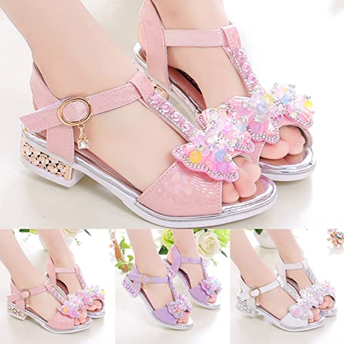 Children Shoes Diamond Butterfly Sandals Summer Fashion Thick Soles Open Toe Student Dance Princess Shoes4