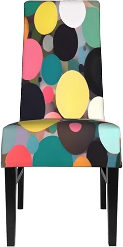 Miniatura 2 de KadUe Pintura abstracta de círculos estiramiento fundas para silla de comedor, universal, extraíble, lavable, antipolvo, protector para silla de