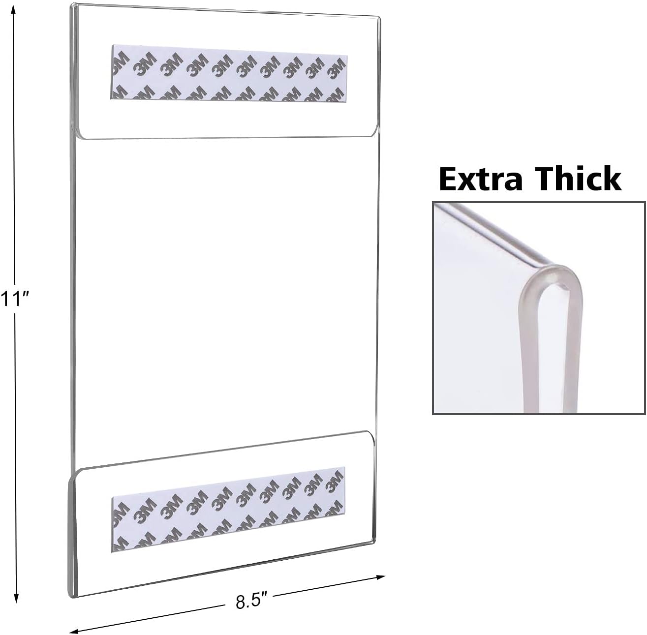 Acrylic Sign Holder 8.5 x 11 Sign Holders Plastic Frames Clear Frame 8.5x11 Wall Mount Document Holder Wall Sign Holder with 3M Tape Adhesive, for Plexiglass, Flyer, Poster, Door, Document, 6 Pack