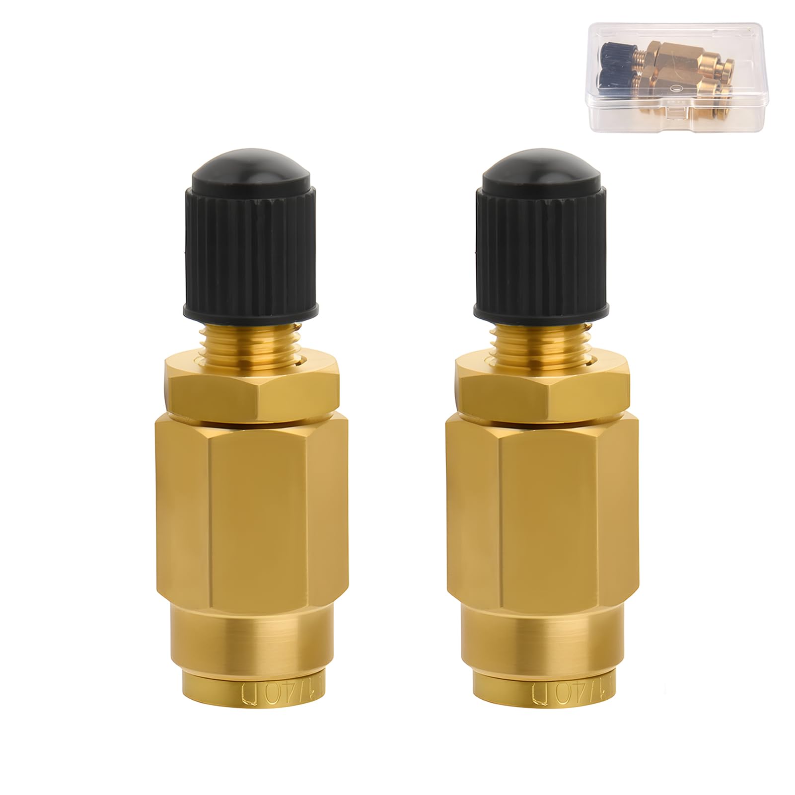 INJOYTEC 2PCS 1/4" Air Value Inflation Schrader Valve with Push to Connect