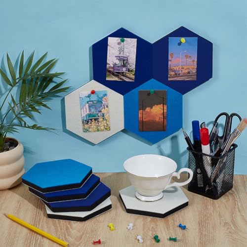 BENECREAT 12 x Sechseckige Filzplatte. 138x120mm Selbstklebende Filz Pinnwand 3 Farben Wandfliesen Für Büro Home Wanddekor Aufkleber Memos Fotos Display