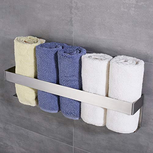 Sjiangqiao Bathroom Towel Rack Self Adhesive Towel Holder Without Drilling Rolled Towel Racks Shelf Stainless
