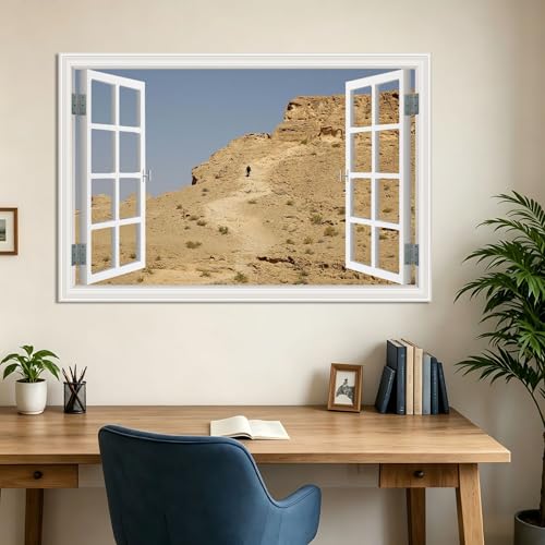 Cuadro de lienzo de bosque con efecto de ventana falsa para ampliar ambientes 5