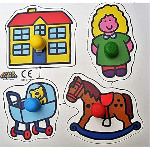 Baby's First Chunky Knob Peg Puzzle Board TOYS 2 Doll Dolls House Pram Horse 1y+ Cover