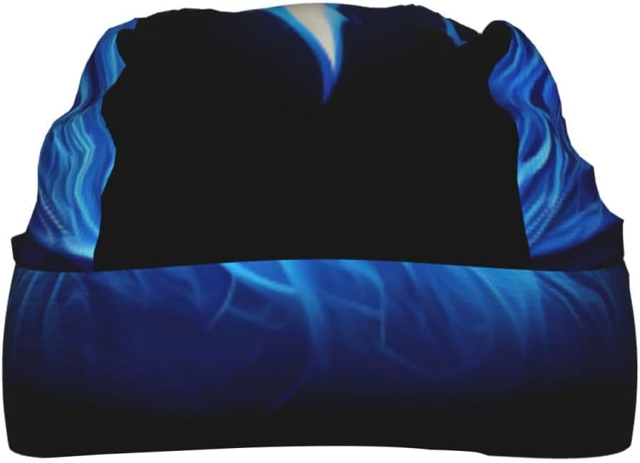 Indigo Flame Print Print Unisex Sweatband Wide Headband Breathable Head Scarf Absorb Sweat Bandanas for Running Fishing