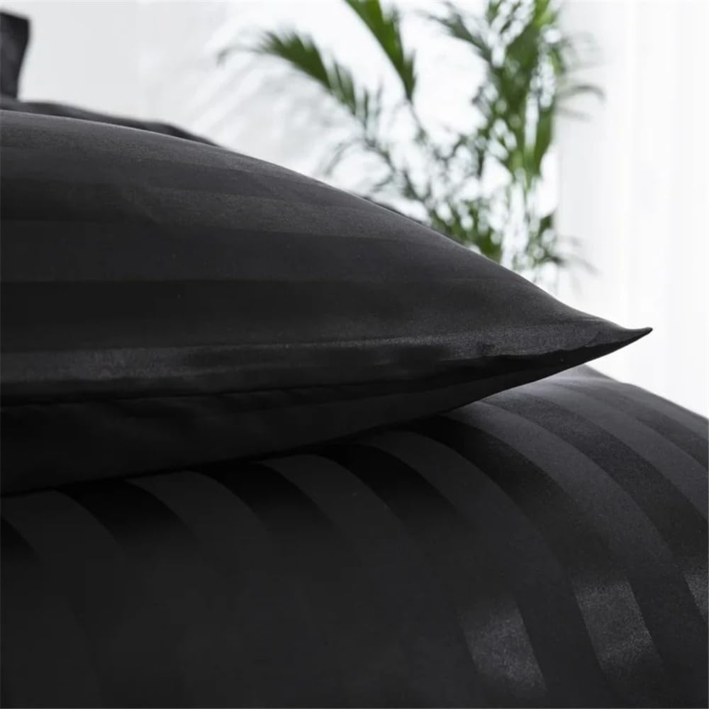 ブロケード ベルベット布団カバー 高級シルクのようなサテンストライプ寝具3点セット リバーシブル掛け布団カバー ジッパーとコーナータ