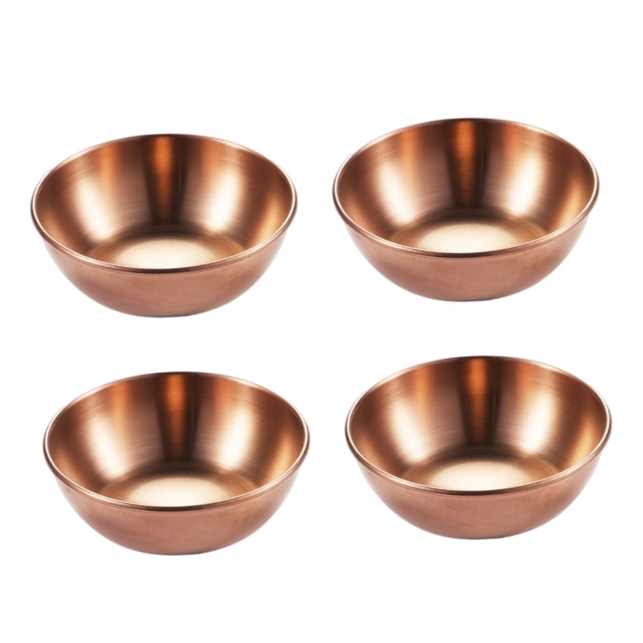SHOWERORO 4 Pcs Rose Gold Sauce Dish Seasoning Plate Mini Dipping Saucer Bowls Saucers Bowl Mini Fruit Bowlvinegar Dish Steel Dipping Bowls Mini Appetizer Plates Stainless Steel Golden