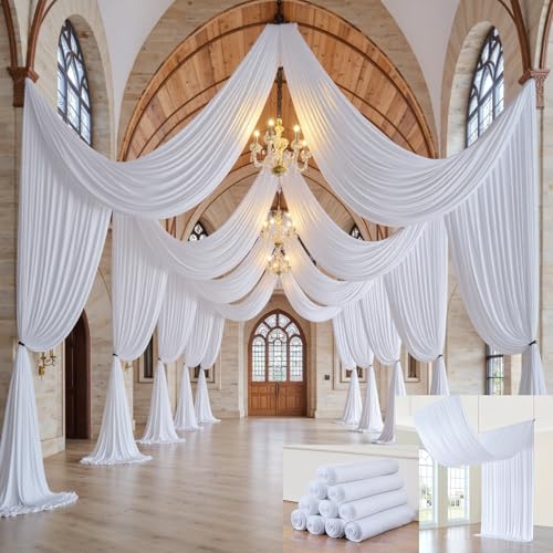 Image of 50ft x 15ft Long Backdrop Curtains for Wedding Parties, Wrinkle Free Polyester 10 Panels 15ft Long Photo Backdrop Drapes Back Drop Cloth Drapery for Birthday Photography Background Curtain