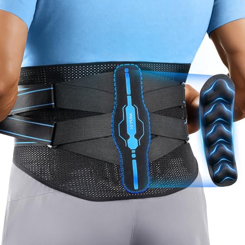 AGPTEK Fascia Lombare Supporto Schiena con Sostegno Bionico, Fascia per Schiena Traspirante in Tessuto a Rete, Sollievo dal Dolore, Stecche Multiple, Regolabile per Uomo e Donna, L