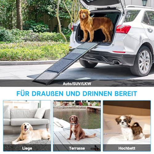 CO-Z Hunderampe Auto klappbar 160cm Leichteres EIN- und Aussteigen für kleine und große Hunde bis 90kg Hundetreppe mit Rutschfester Oberfläche für alle Fahrzeuge nutzbar (160 cm)