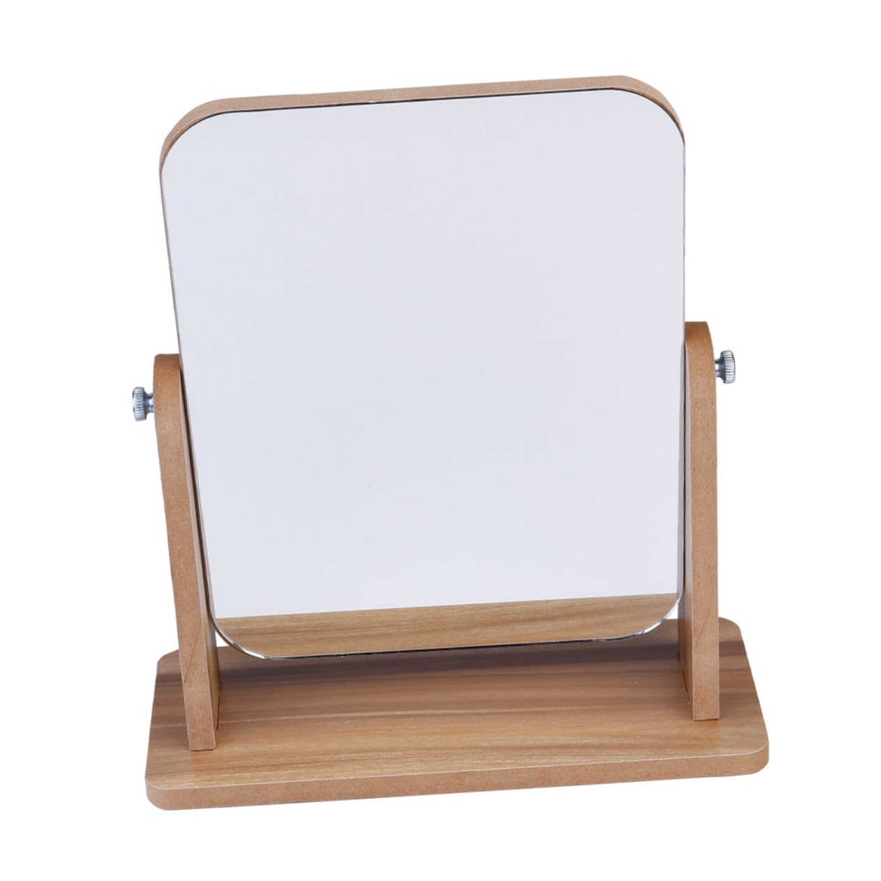 Miroir de maquillage de table inclinable en bois gris portable